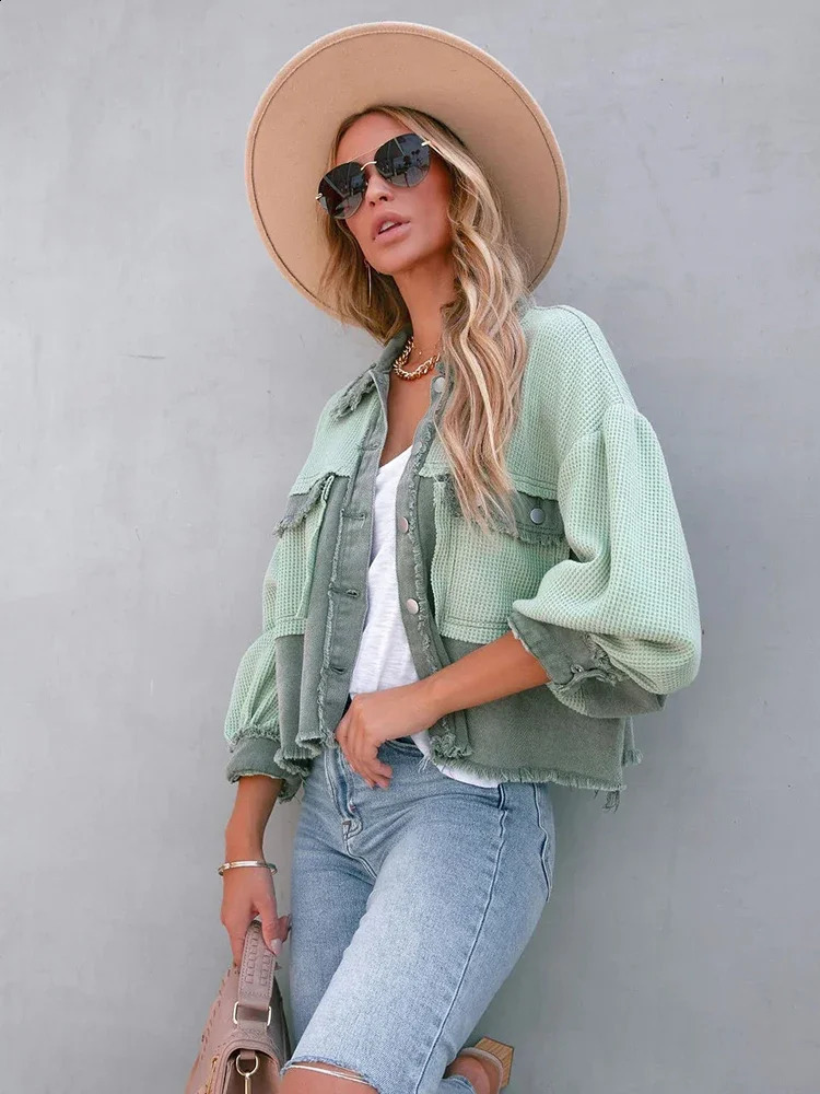 Fitting retro fashion jacket womens clothing pocket tassel womens oversized jacket spring top sales 250317