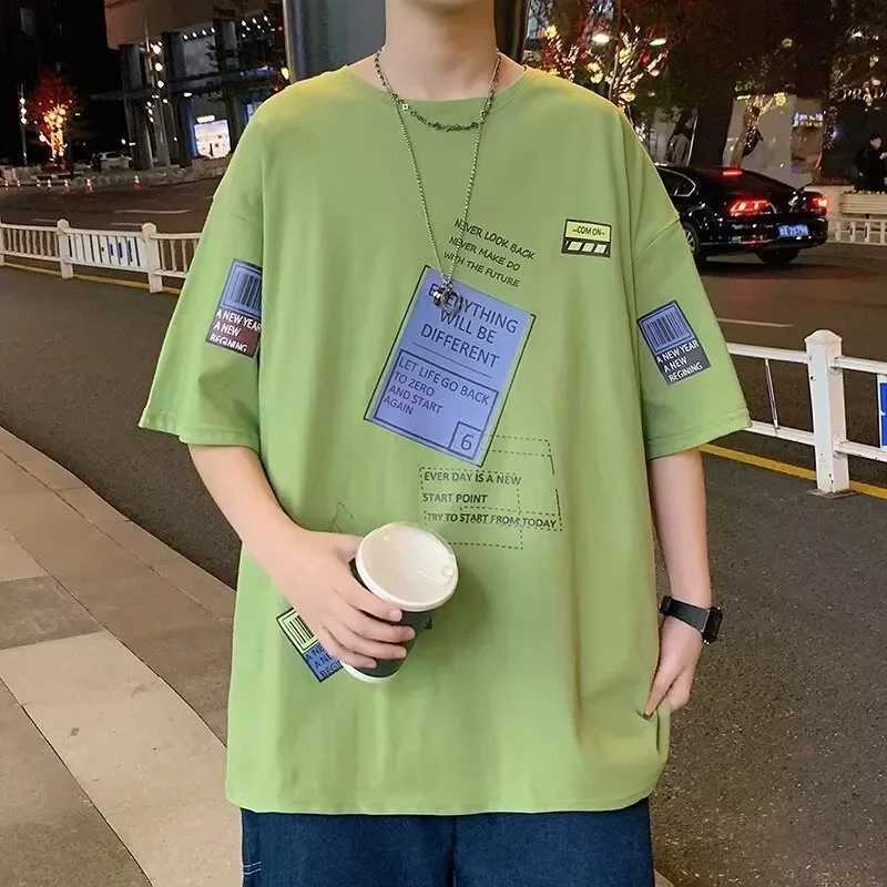 Leisure loose summer T-shirt trend Hong Kong style mens short sleeved top newly arrived in 2024 youth fashionT250318