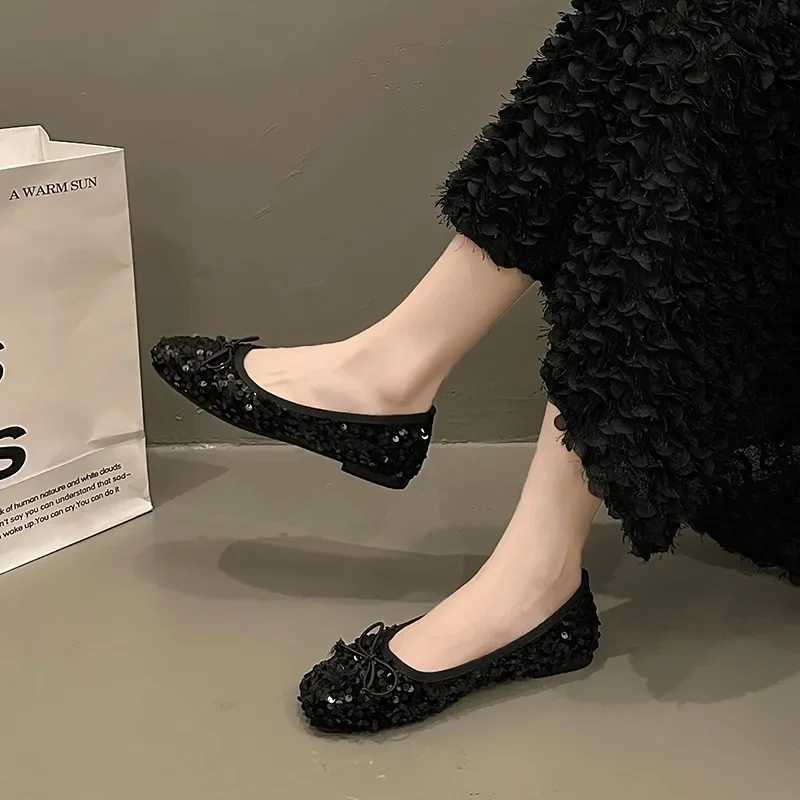 Womens Mary Jane Shoes 2024 Spring New Flat Bottom Shallow Mouth Elegant Daily Comfortable Soft Bottom Square Head Womens ShoesXJ250319