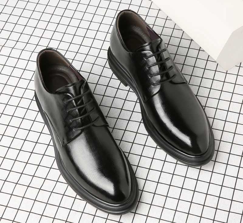 Elevator shoes mens dress shoes 3/6/8cm mens formal shoes winter/spring classic business luxury mens Oxford shoe set shoesXJ250319