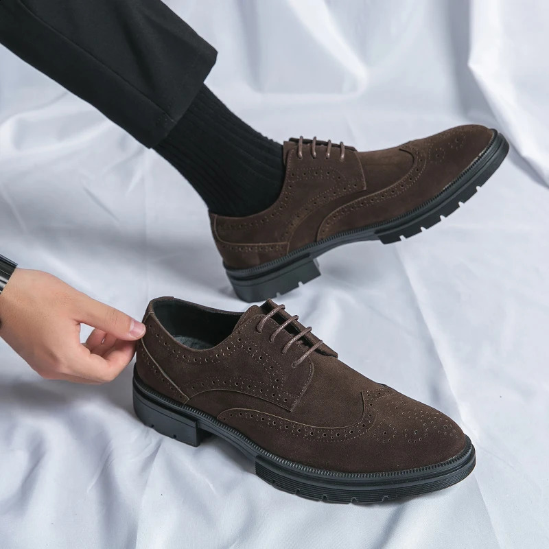 Men Oxford Shoes Comfort Suede Leather Shoes Vintage Slip-on Classic Casual Men Solid Color Shoes Wedding Male Lightweight Shoes 250314
