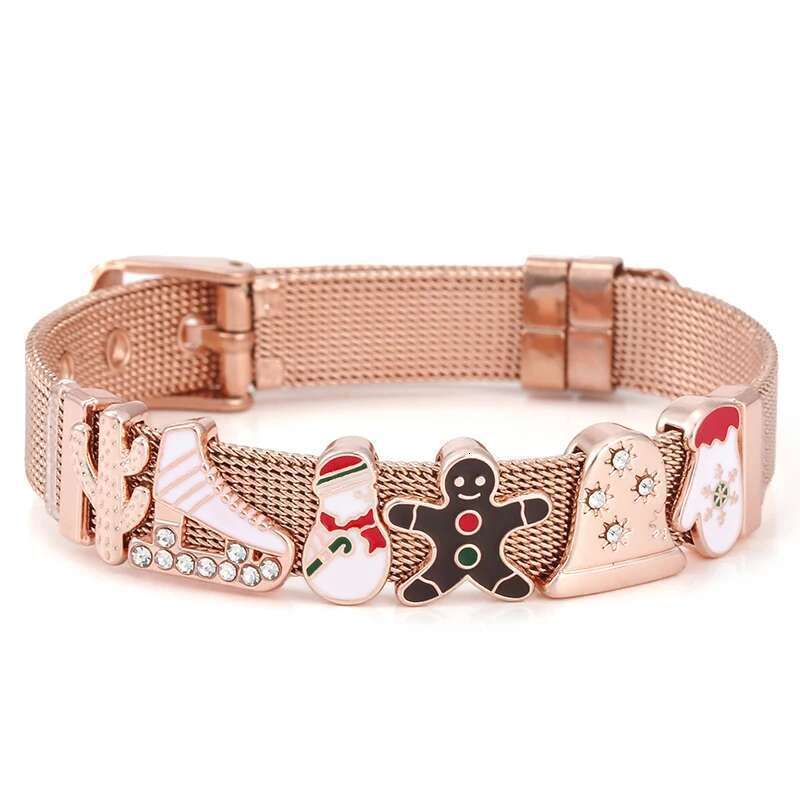 10mm Snowman Glove Beads Charm Bracelets DIY Mesh Keeper Bracelets Bangles Pulseras Mujer For Women Men Christmas Jewelry Gift