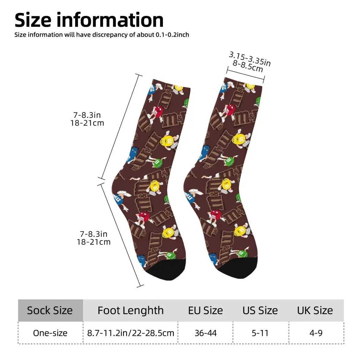 M Chocolate Bean Stocking Mens Breathable Retro Socks Spring Running Sports Antibacterial Pattern Socks Gift X250319