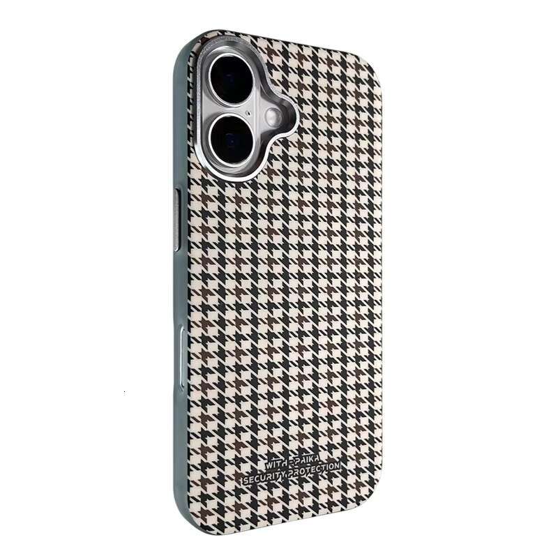 Houndstooth Magnetic Phone Case for iPhone 16 15 14 13 12 Pro Max PC Hard Back Panel Shockproonti Fall Frosted Cover
