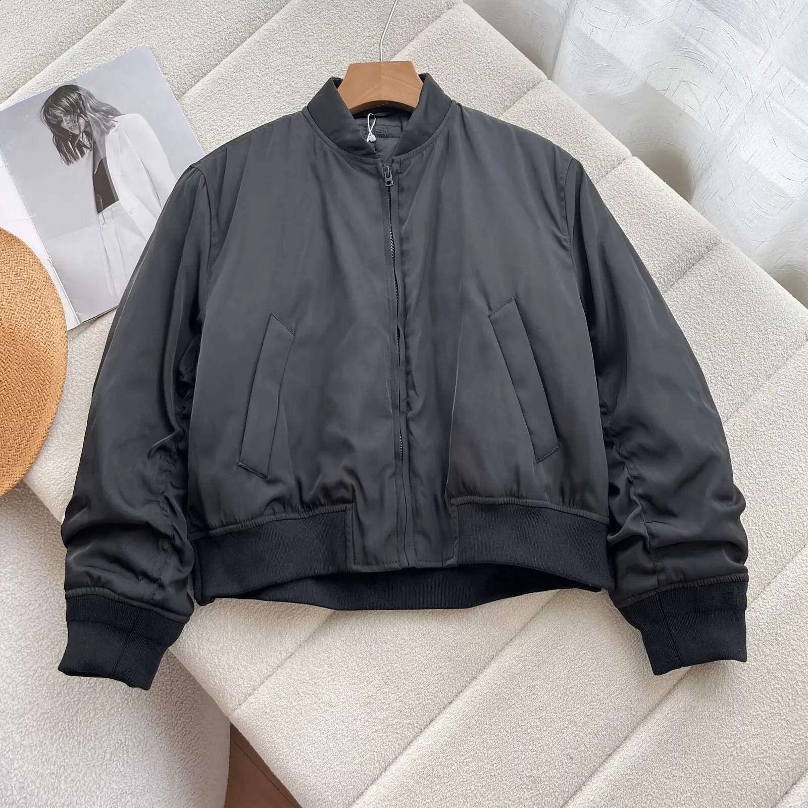 Spring Warm Women Baseball Jackets Oversized Basic Coat Zipper Loose Bomber Jacket Female Outwear 250317