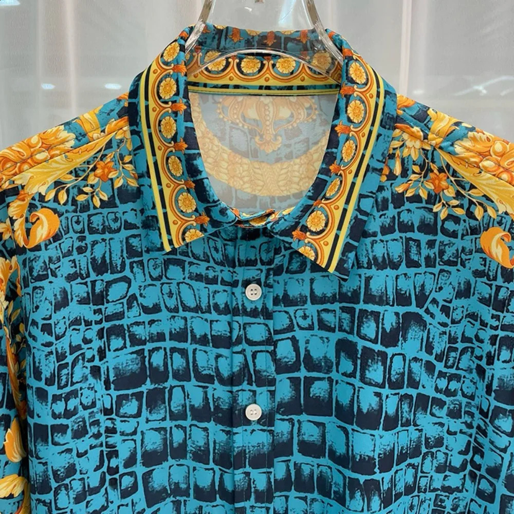 casual youth travel trendy digital printed mens long sleeved shirt for spring and autumn 250317