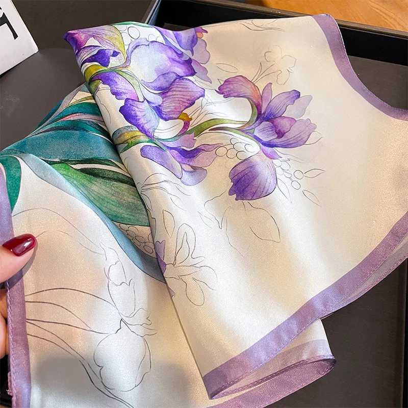 Luxury Br00% Silk Satin Scarf Wenshou Long Bag Scarf Fem Square Shoulder Strap Womens Small Neck Scarf 2024 X250319