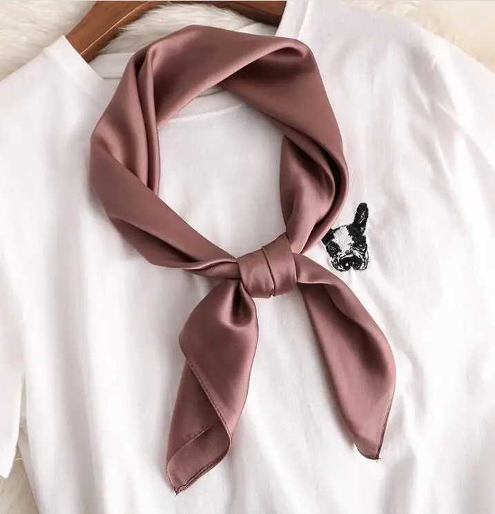 New solid 60x60cm square scarf single simulated silk glossy satin performance scarf party gift X250319