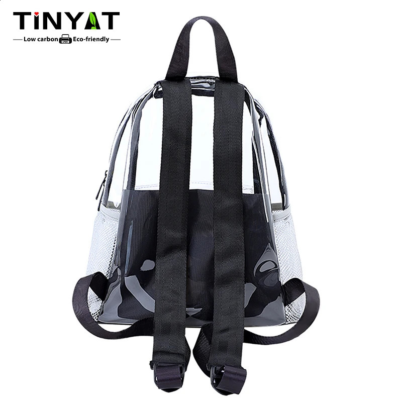 TINYAT Ita Bags Clear Transparent Backpacks for Women Fashionable and Waterproof School Bags Ideal for Sports and Concerts 250314