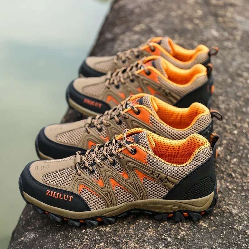 2025 new summer men's casual outdoor mesh sports shoes women's non slip lace up hiking shoes breathable camping designer fashionable black s
