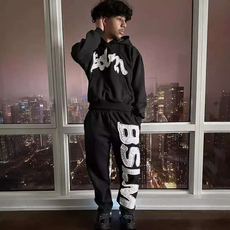 Autumn and winter new hoodie, personalized style, high street hip-hop, letter embroidery, fashionable casual pants, unisex