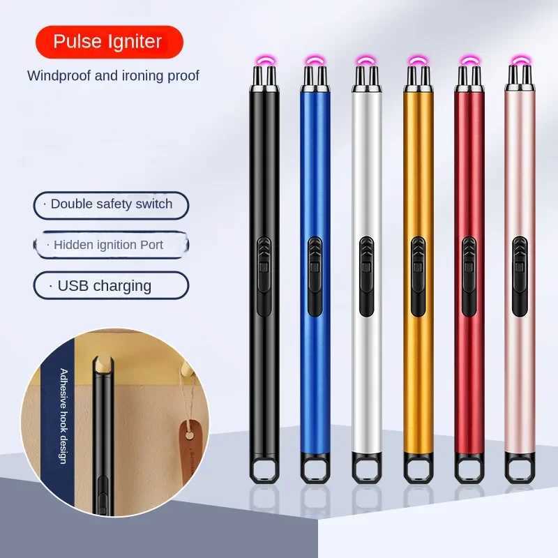 Electric Arc BBQ Lighter USB Rechargeable Lighters Windproof Flameless Plasma Ignition Long Gas Lighter Gas Stove Candle LighterC250318