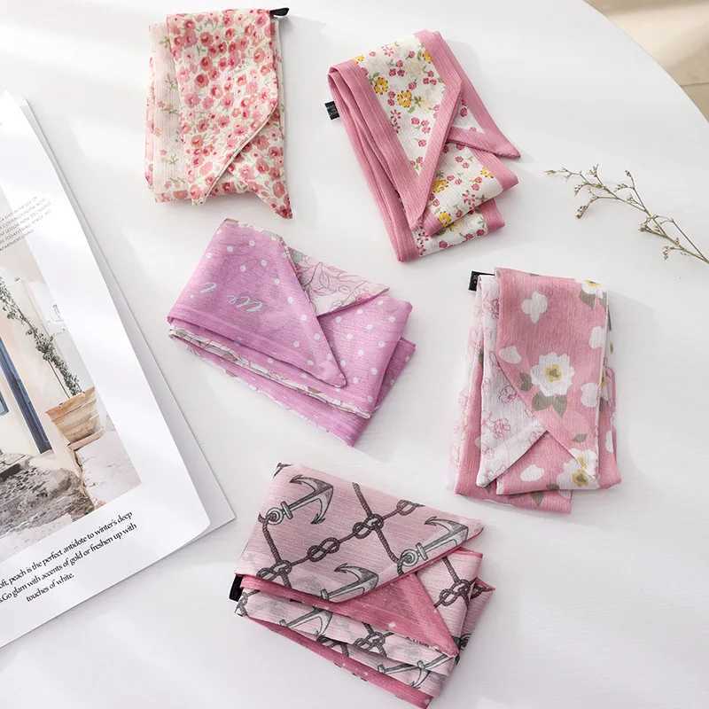 Summer French Vintage Tie Hair Small Flower Long Thread Scarf with Braided Hair Chiffon Fine Ribbon Scarf X250319