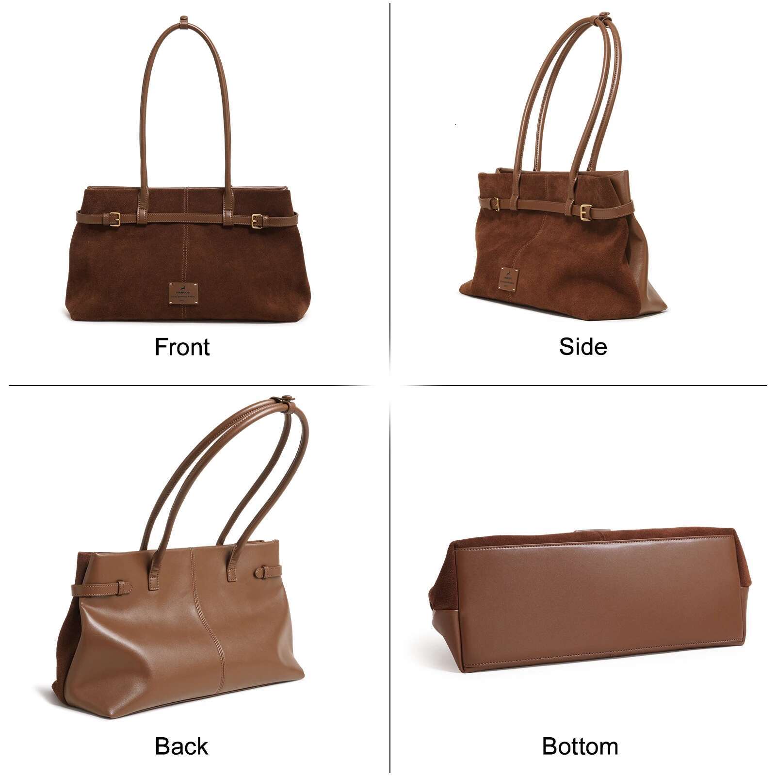 ITAMOOD Large Capacity Vintage Leather Briefcase Urious Original Design Tote Bag Maillard Brown Fashionable Handbag