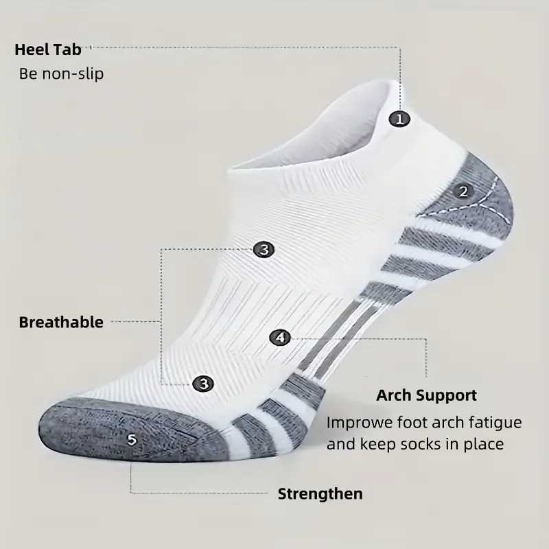 6/12 Pairs Comfortable Cushioned Running Socks - Lightweight Moisture-Wicking Breathable Low Cut Non-Slip Tab X250319