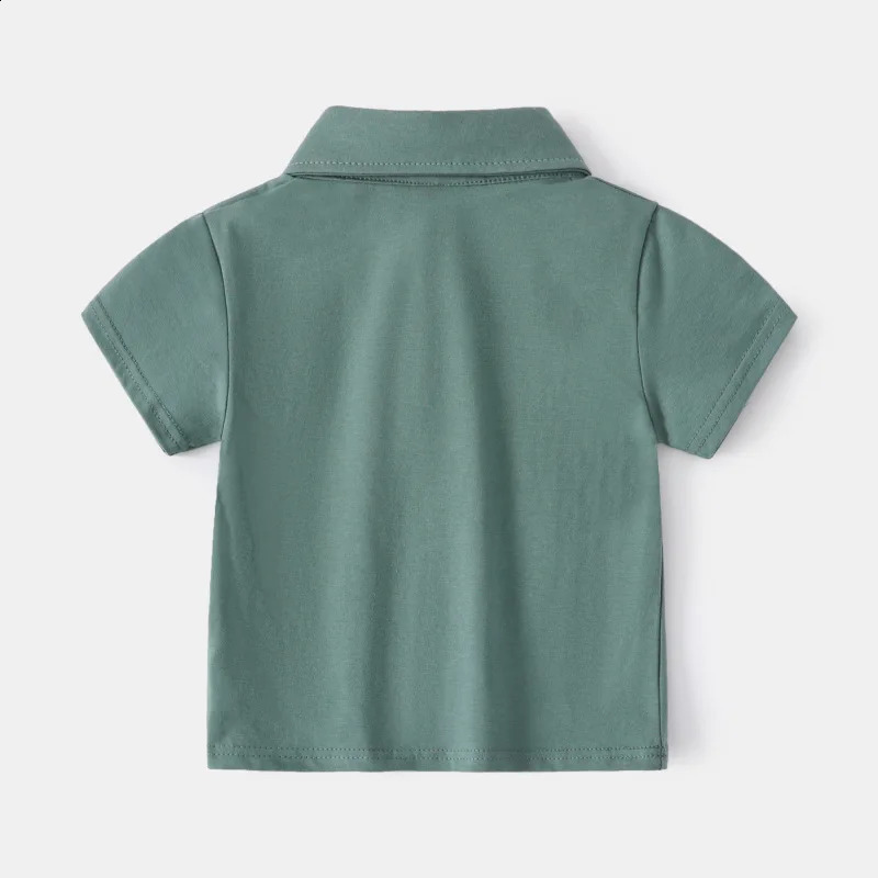 Korean Polo Tshirt Boy 100% Cotton Boys Clothes for School Uniform Shirts Solid White Black Green Polos Childrens Clothing 250319