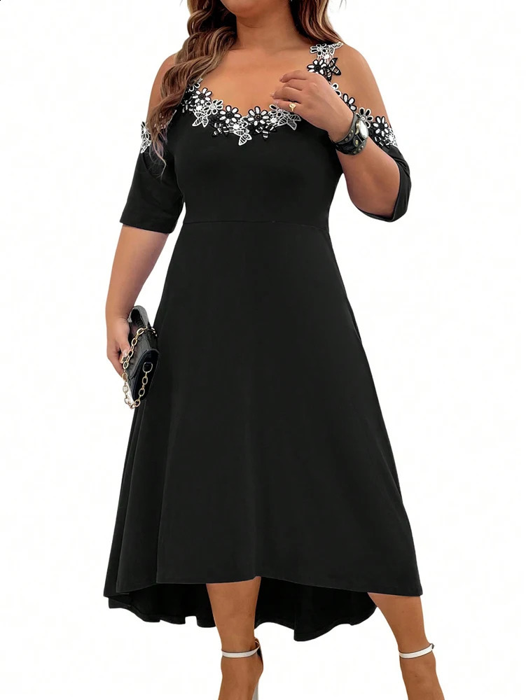 Plus size womens sparkling embossed spaghetti shoulder strap short sleeved dress polyester summer choice 250319