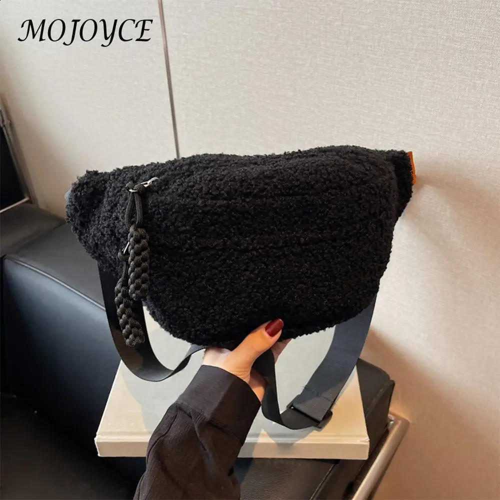Wool Sherpa Cross Body Bag Womens Mini Shoulder Strap Bag Small Size Fanny Bag Winter Plush Waist Bag Sling Bum Bag 250317