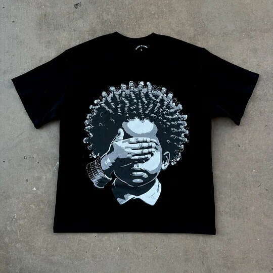 Trendy brand spring/summer unisex trendy American street hip-hop printed casual portrait short sleeved t-shirt