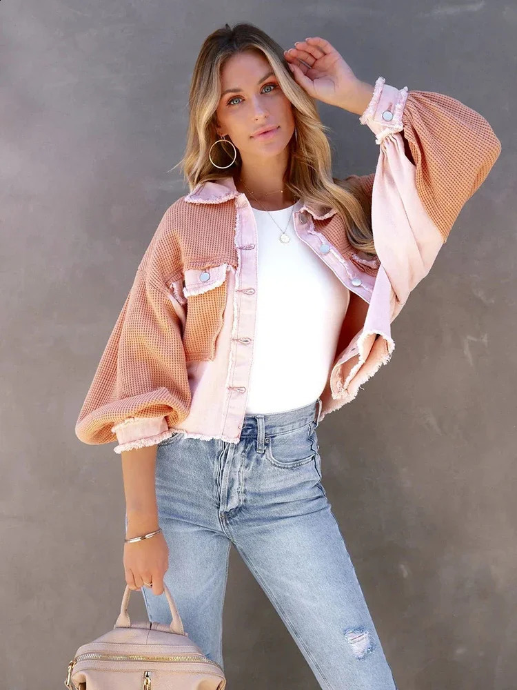 Fitting retro fashion jacket womens clothing pocket tassel womens oversized jacket spring top sales 250317