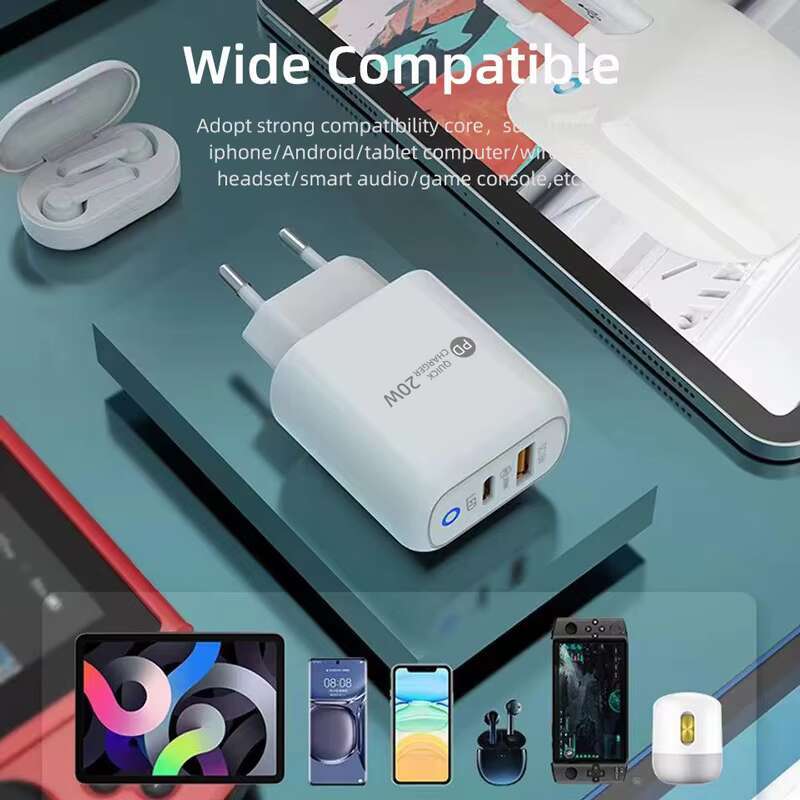 Unionup USB 20W Type C Charging Wall Adapter for iPhone Samsung PD QC3.0 Mobile Phone Fast Charger