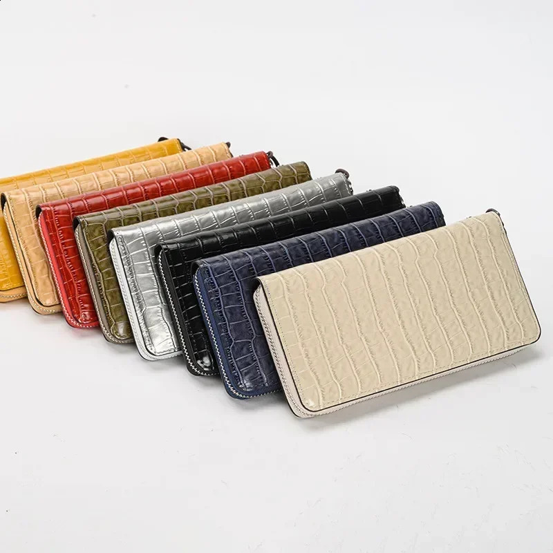 Fashionable solid grid long womens wallet retro zipper Pu leather large capacity wallet mobile bag gift 250318