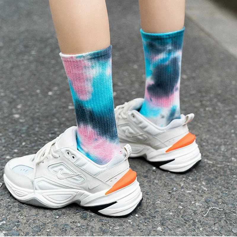 New tie dye couple socks hip-hop solid color mens and womens street trend socks comfortable and breathable X250319