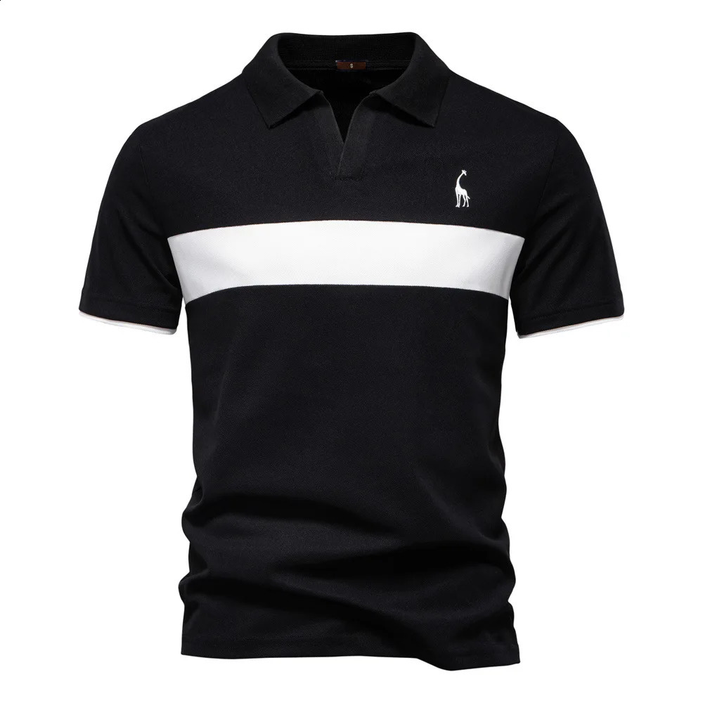 Summer Crossborder Explosive Deer y POLO Men Lapel Short Sleeve Tshirt Stitching Vneck Polo 250317