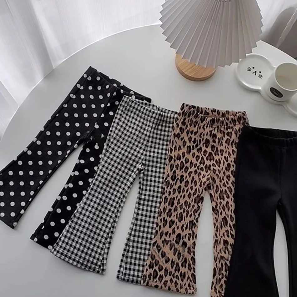 New childrens clothing fashion personality girl Flared Pants cute and comfortable autumn Daily Versatile casual childrens pantsT250318