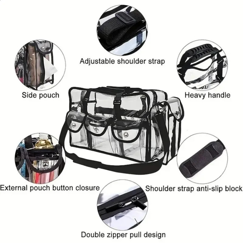 PVC Transparent Storage Bag with Shoulder Strap Travel Tote 250314