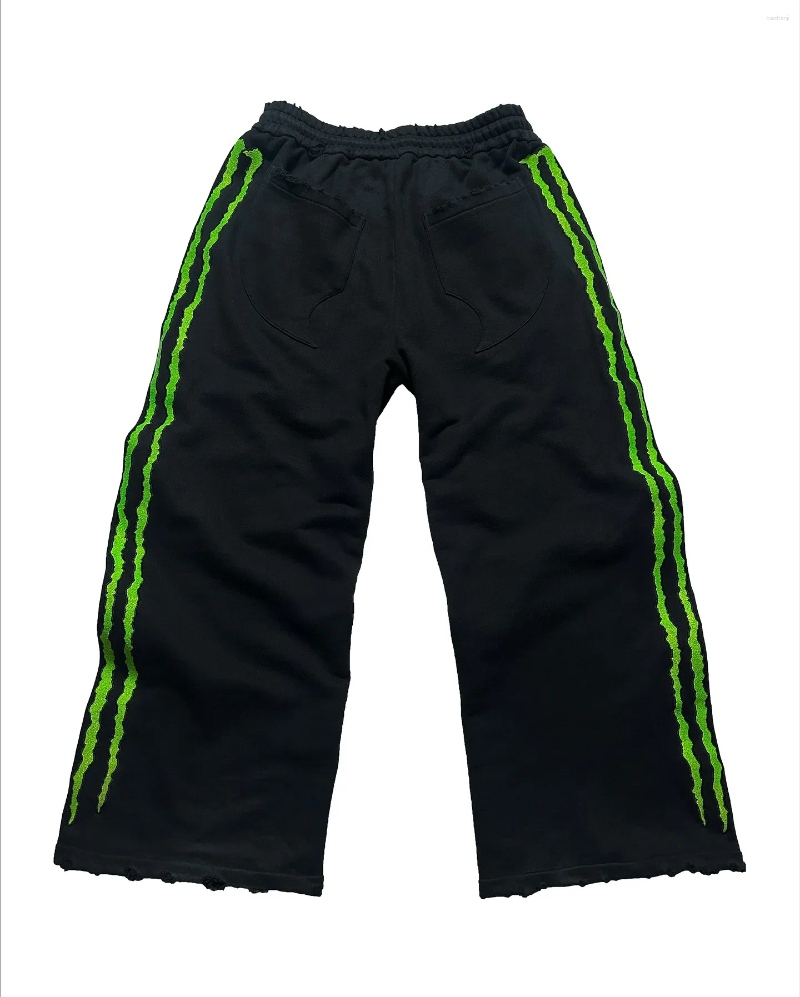Men's Pants Claw Triple Stripe Fluorescence Sweatpants Y2K Streetwear Hip Hop Personality Glow Casual Cotton Drawstring Joggers 1