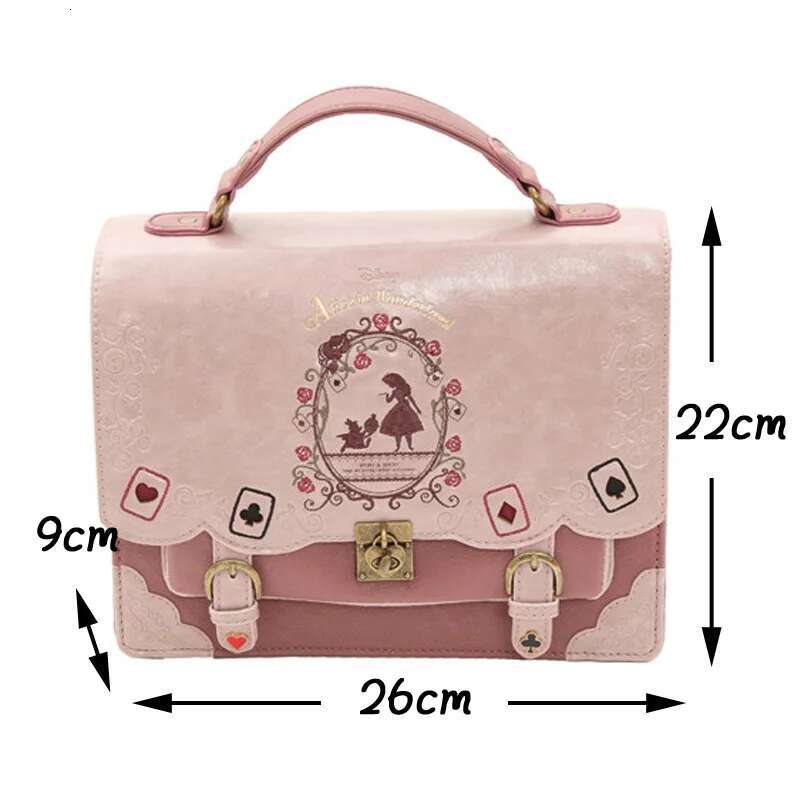 Alice In Wonderland Shoulder Bags Axes Femme Vintage Student Schoolbag Playing Cards Silhouette Handbag Leather Bag