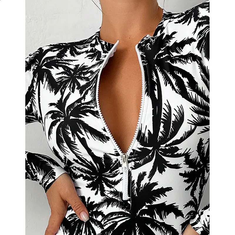 Women Summer Printed Swimsuit Fashion High Waist Pure Cotton Sexy Tight Conservative 250319