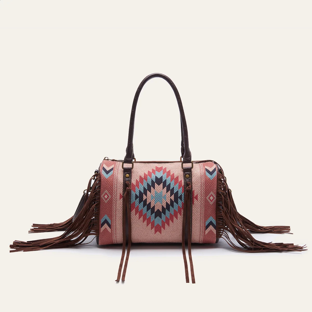 Ethnic style Indian printed womens linen handbag Pu leather shoulder bag wallet multifunctional 250317