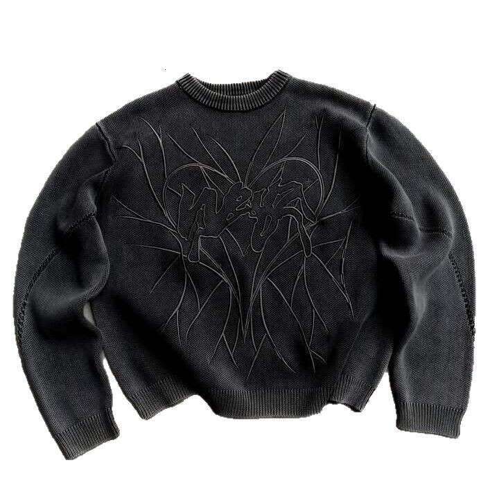 New Spring/Summer Season Y2K Embroidered Casual Loose and Versatile Round Neck Hooded Knitted Sweater