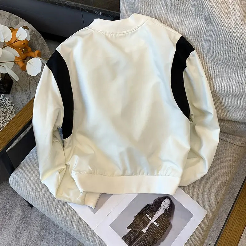 Retro Hong Kong style fashionable womens baseball uniform spring n mini short sleeved jacket 250317