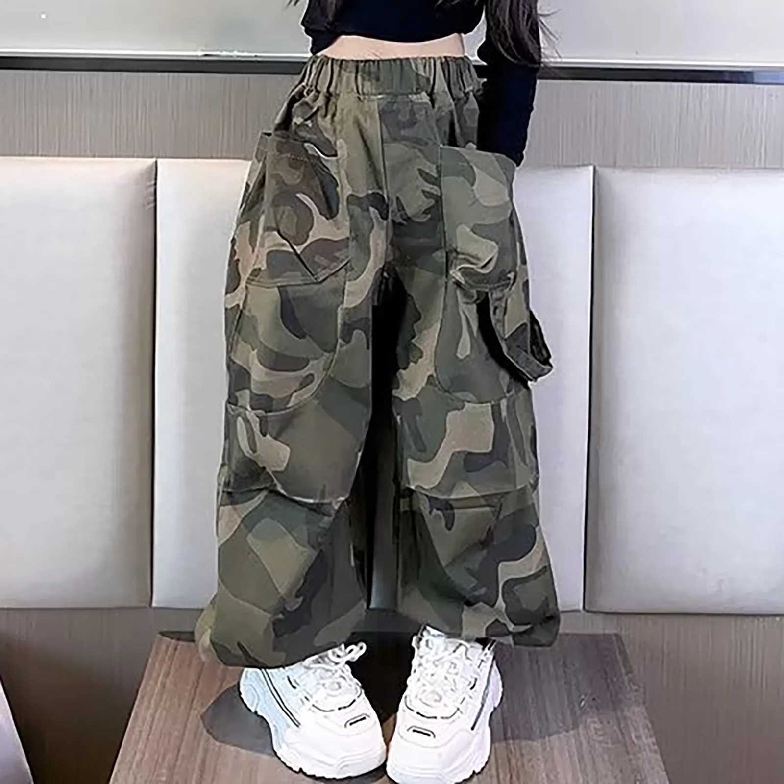 Girls set long pants girls wide pants childrens dance clothing casual pants loose fitting straight pants girls Trouthers clothingT250318