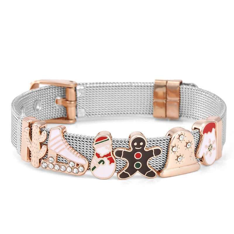 10mm Snowman Glove Beads Charm Bracelets DIY Mesh Keeper Bracelets Bangles Pulseras Mujer For Women Men Christmas Jewelry Gift