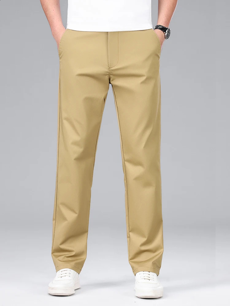 Loose Casual Mens Pants Fashion Straight Comfortable Business Solid Color Classic Male Work Trousers 250311
