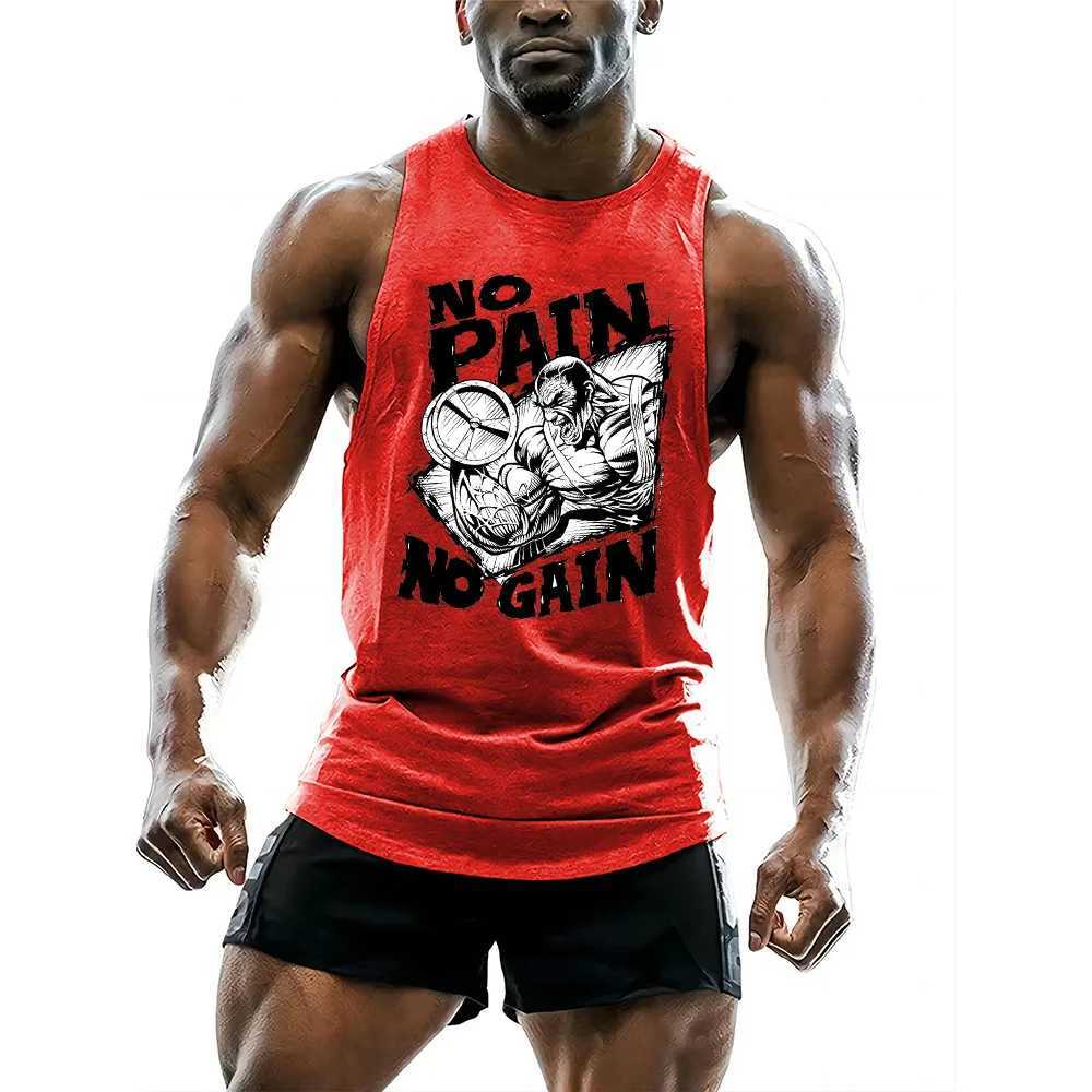 Four Seasons Outdoor Running Fitness Vest Mens Gym 2D Printed Pattern Top Cream Sports Sleepless Mens Quick Drying VestT250318