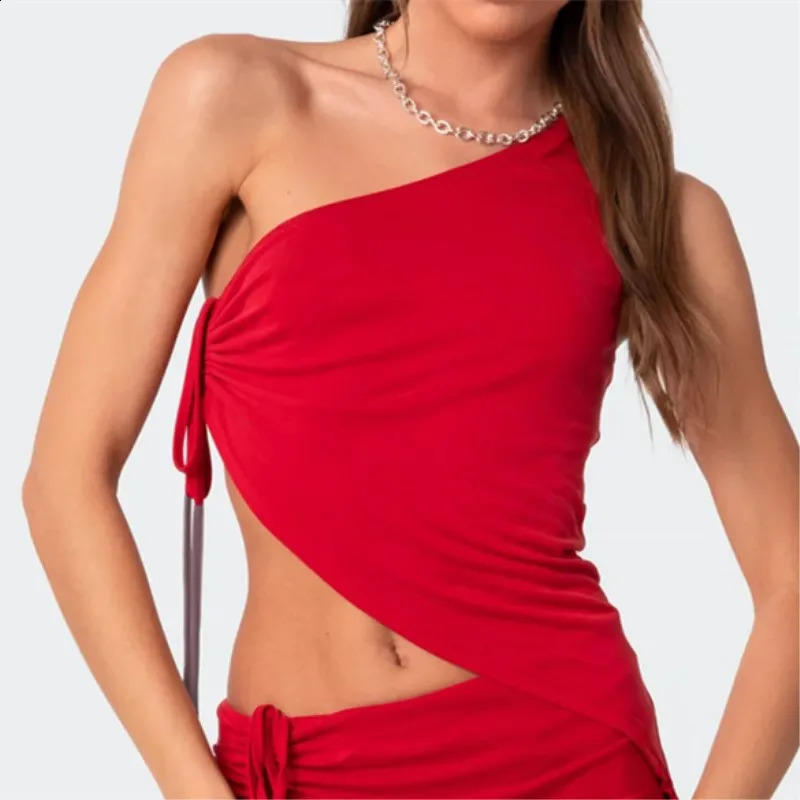Cross disciplinary Instagram style niche fashion summer shoulder n pleated short sleeved vest 250319