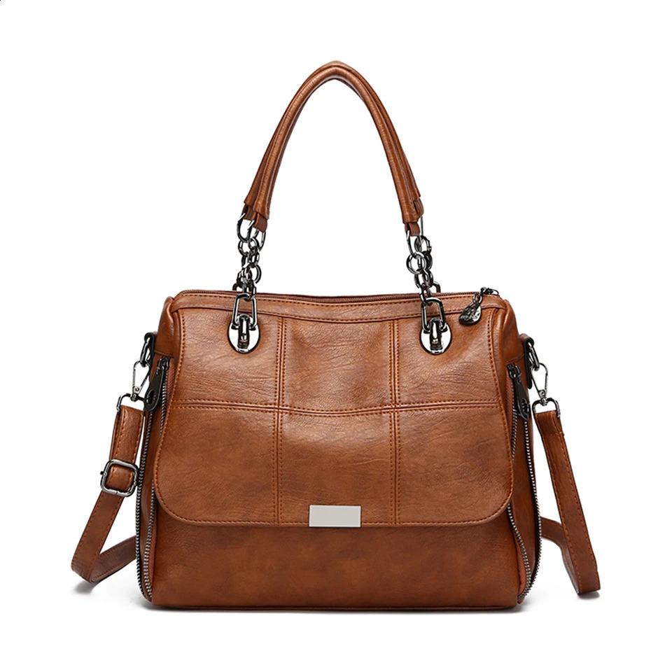 Solid color womens handbag shoulder cross body bag large capacity PU leather casual 250317