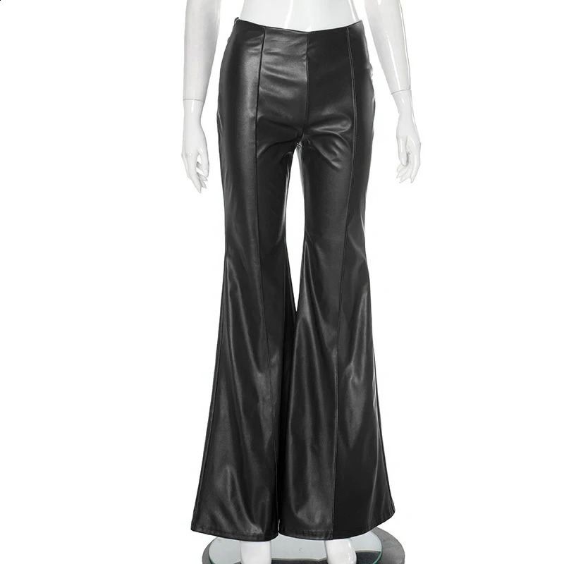 Womens Trouser streetwear PU fashion zipper elegant womens casual slim pants black sexy personality version 250318