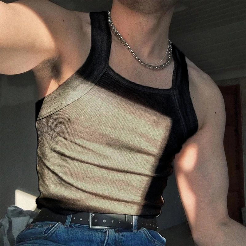 Fashion Sports Tank Tops Mens Solid Color O-neck Sleeveless T-shirt Skinny Gym Streetwear Casual Vests Party Clothing S-5XL 250319