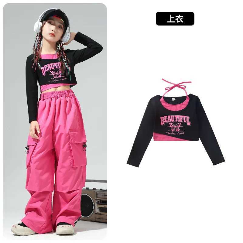 Childrens hip-hop dance costumes girls ballroom shirts pants jazz dance stage costumes childrens dance costumes performance setsT250318