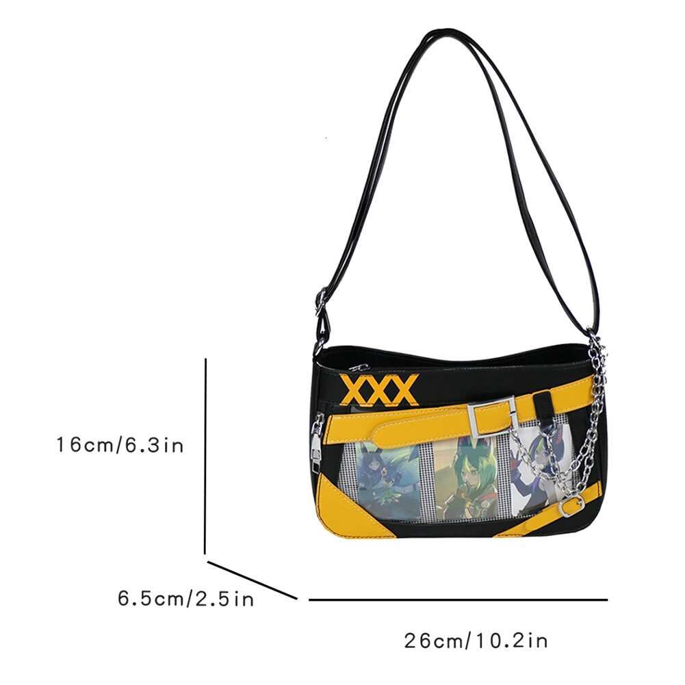 Women Ita Clear Window Shoulder With 3 Badges Badge Crossbody Kawaii Pin Display Handbag Girls Uniform Bag
