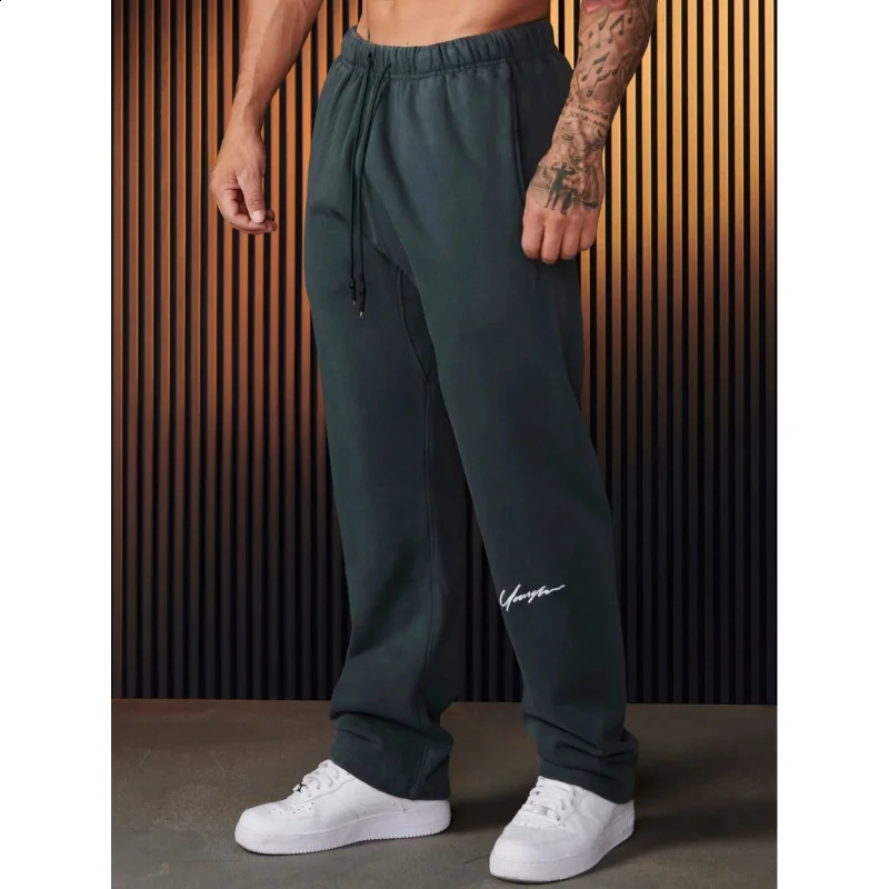 2025 Spring and Autumn Mens Sports Pants Heavy Terry Cloth Embroidered Long Jogger Fitness Straight Sweatpants 250311