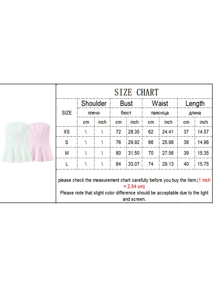 TFMLN Womens Fashion Strapless Top Womens Casual Sexy Slim Fit Side Zipper Solid Short Top Summer 2 Colors 250314