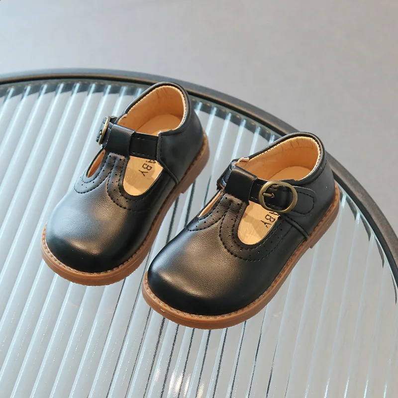 Tstrap Girls Oxford Spring and Autumn Children Soft PU Leather Shoes School Princess Dress Black Brown White 250319