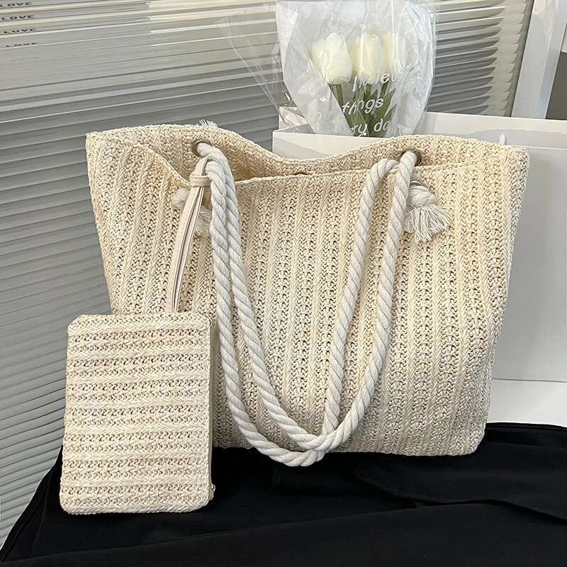 Designer Women Handbags Fashion Large Capacity Straw Tote Summer Beach Bag Casual Bali Big Purse